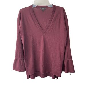 J.Crew Merino Wool Lightweight V-Neck Sweater Women’s  Medium Burgundy